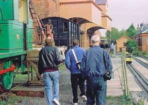 Solihull Model Railway Circle - Club members walking to the platforms at Kidderminster Town, Severn Valley Railway 12th October 2003
